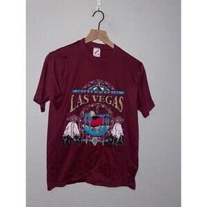 Vintage Las Vegas Shirt Jerzees M USA 90s Southwest Tee Native Graphic Maroon